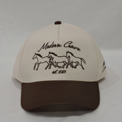 Script Horses | Off-White & Brown